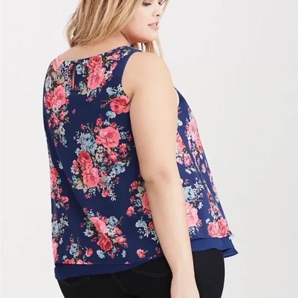 Torrid | Dark Blue Floral Polyester Cami Top | Size 6 - Picture 5 of 9
